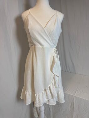 Altar'd State White Ruffle Wrap Mini Dress - Size Medium